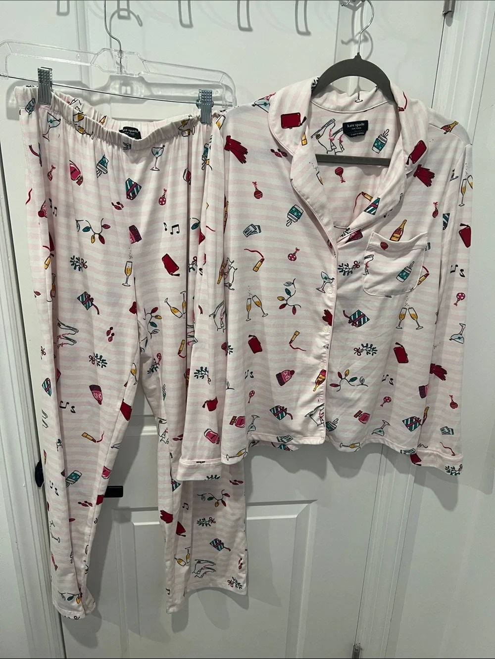 kate spade‎ Light Pink Holiday Print Pajama Lounge Set Size Large